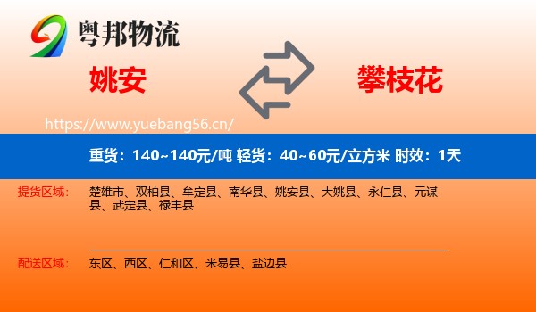 姚安到攀枝花物流专线名片