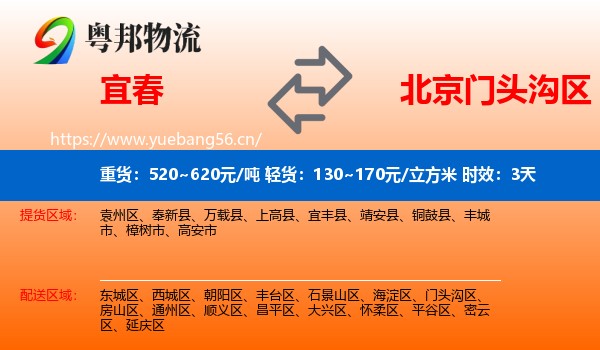 宜春到门头沟区物流专线名片
