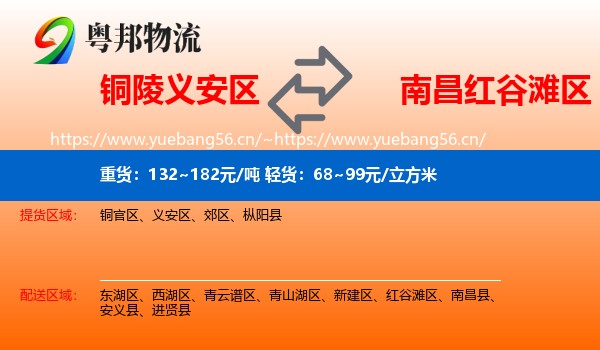 铜陵义安区到红谷滩区物流