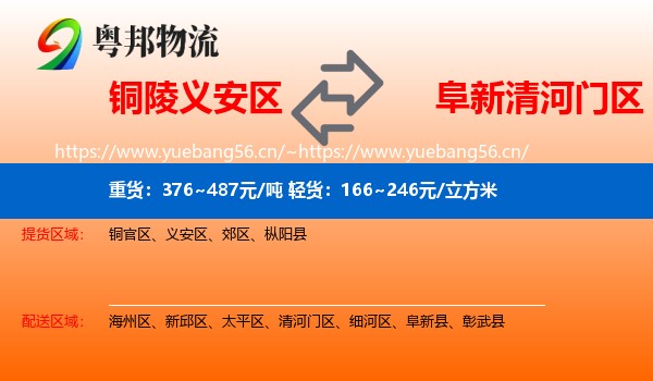 铜陵义安区到清河门区物流