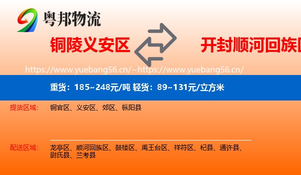 铜陵义安区到顺河回族区物流