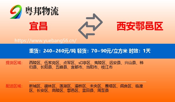 宜昌到鄠邑区物流专线名片