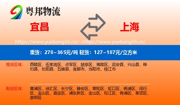 宜昌到上海物流