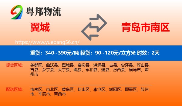 翼城到市南区物流专线名片