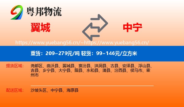 翼城到中宁县物流