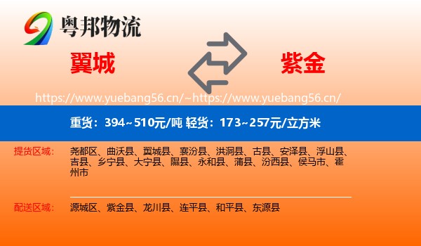 翼城县到紫金县物流专线
