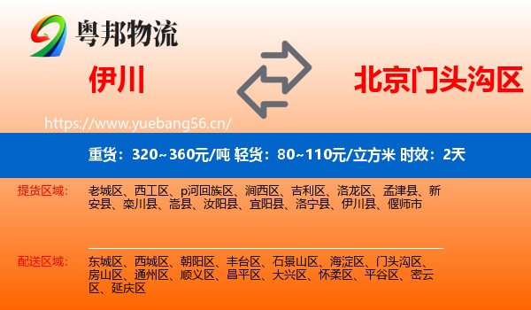 伊川到门头沟区物流专线名片