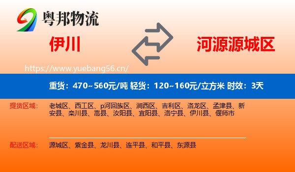 伊川到源城区物流专线名片