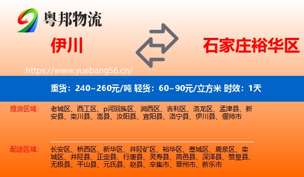 伊川到裕华区物流专线名片