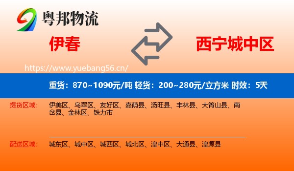 伊春到城中区物流专线名片