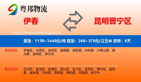 伊春到晋宁区物流专线名片