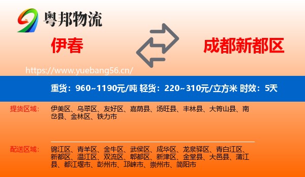 伊春到新都区物流专线名片