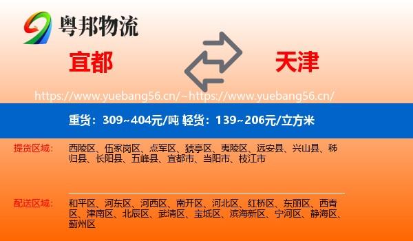 宜都市到天津物流专线