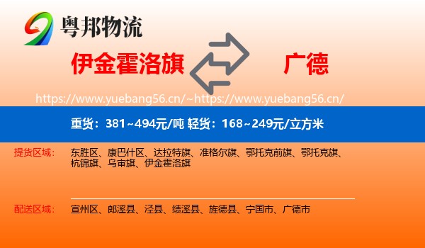 伊金霍洛旗到广德市物流