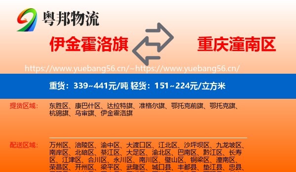 伊金霍洛旗到潼南区物流