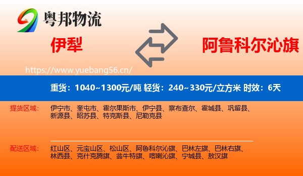 伊犁到阿鲁科尔沁旗物流专线名片