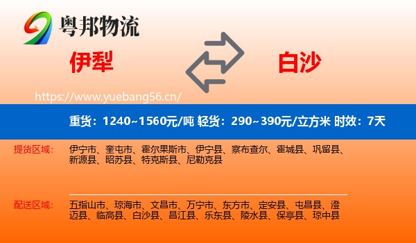 伊犁到白沙县物流专线名片