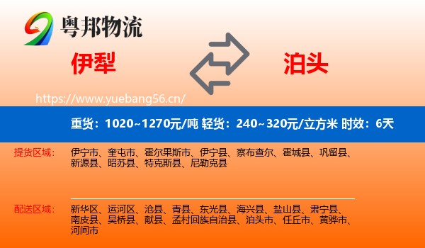 伊犁到泊头市物流专线名片