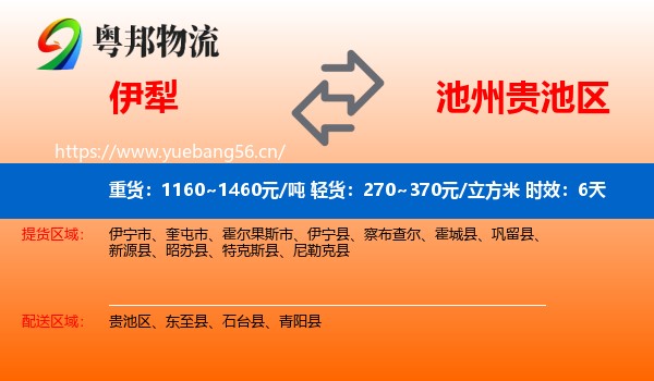 伊犁到贵池区物流专线名片