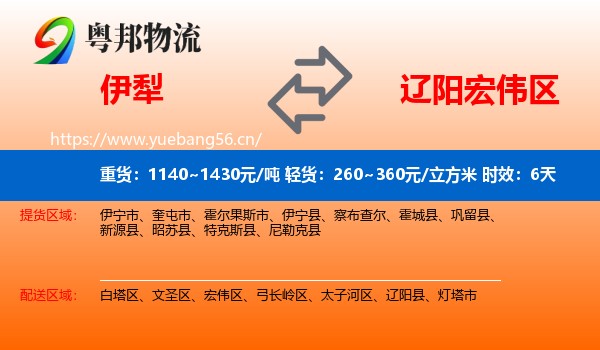 伊犁到宏伟区物流专线名片