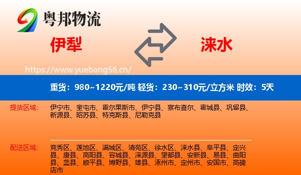 伊犁到涞水县物流专线名片