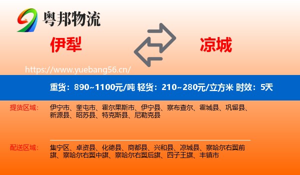 伊犁到凉城县物流专线名片