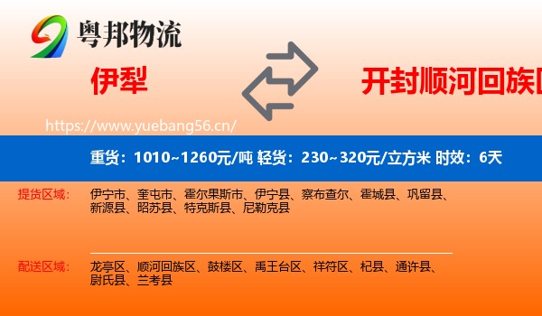 伊犁到顺河回族区物流专线名片