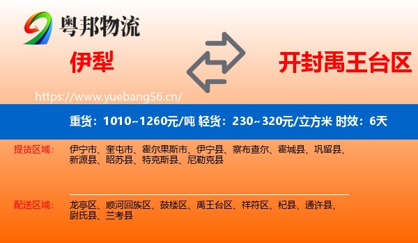 伊犁到禹王台区物流专线名片