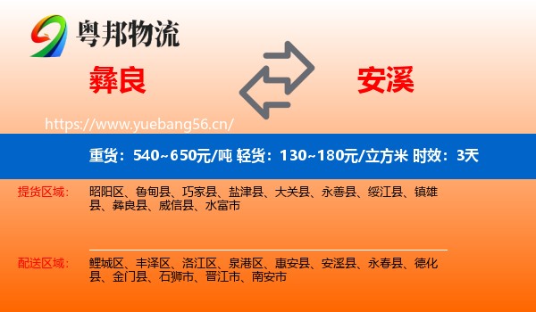 彝良到安溪县物流专线名片