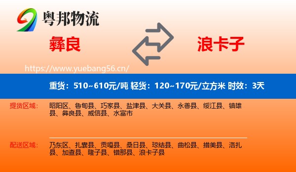 彝良到浪卡子县物流专线名片