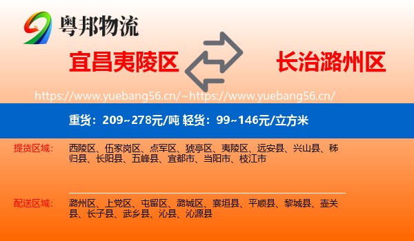 宜昌夷陵区到潞州区物流