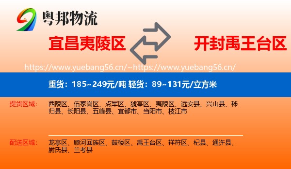 宜昌夷陵区到禹王台区物流