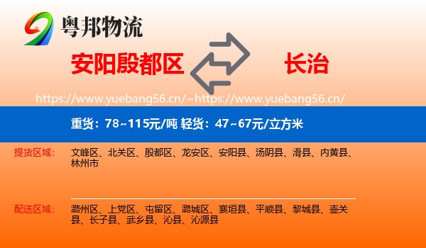 安阳殷都区到长治物流