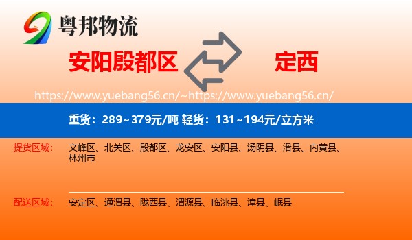 安阳殷都区到定西物流