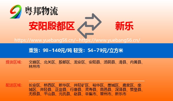 安阳殷都区到新乐市物流