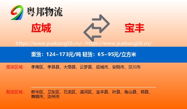 应城到宝丰县物流