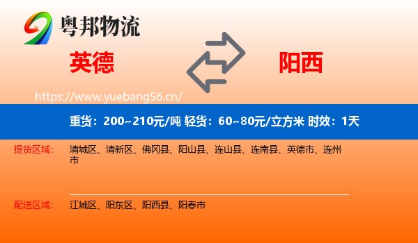 英德到阳西县物流专线名片