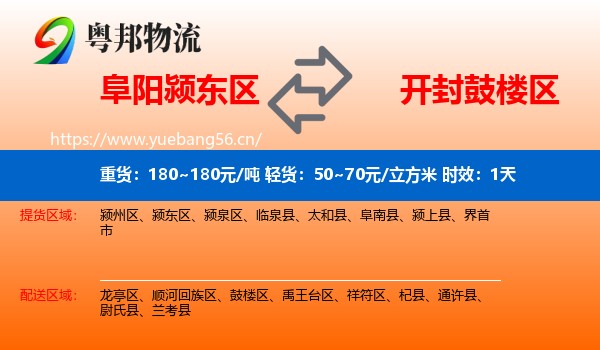 阜阳颍东区到鼓楼区物流专线名片