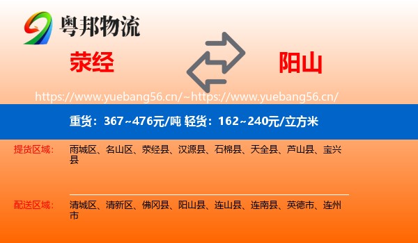 荥经到阳山县物流