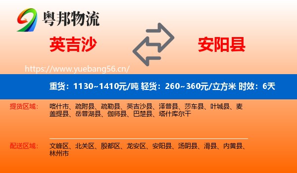 英吉沙到安阳县物流专线名片