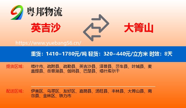 英吉沙到大箐山县物流专线名片