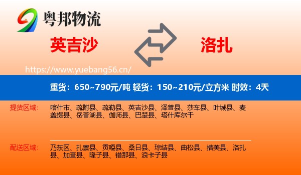 英吉沙到洛扎县物流专线名片