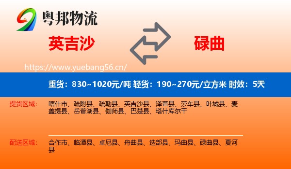 英吉沙到碌曲县物流专线名片