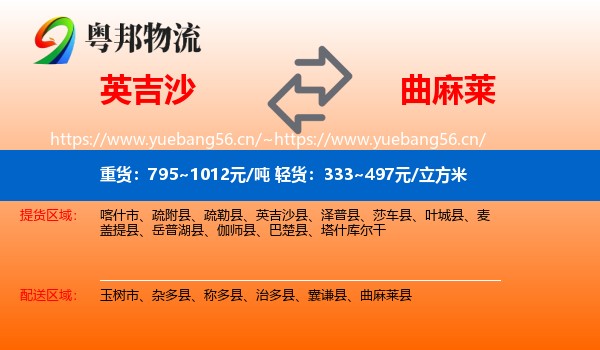 英吉沙到曲麻莱县物流