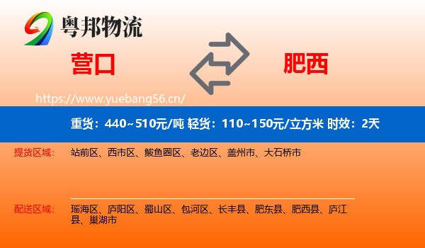 营口到肥西县物流专线名片