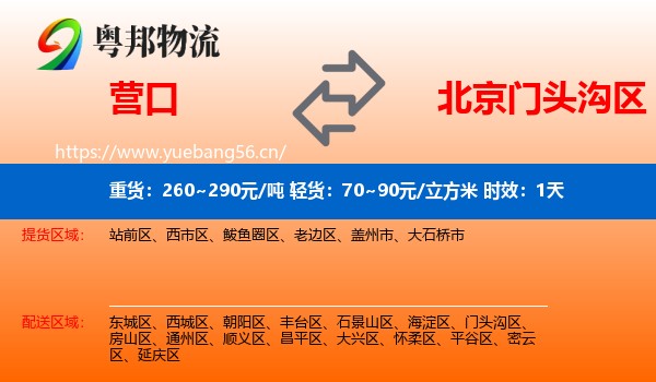 营口到门头沟区物流专线名片
