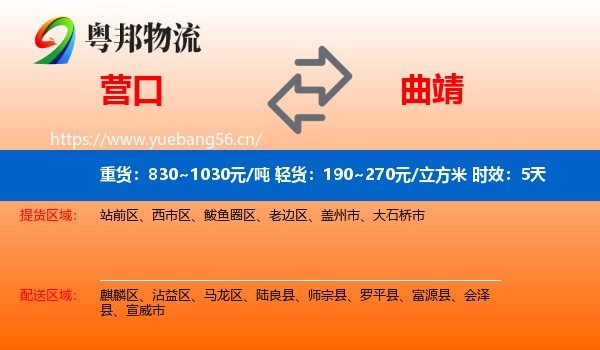 营口到曲靖物流 营口到曲靖物流专线名片
