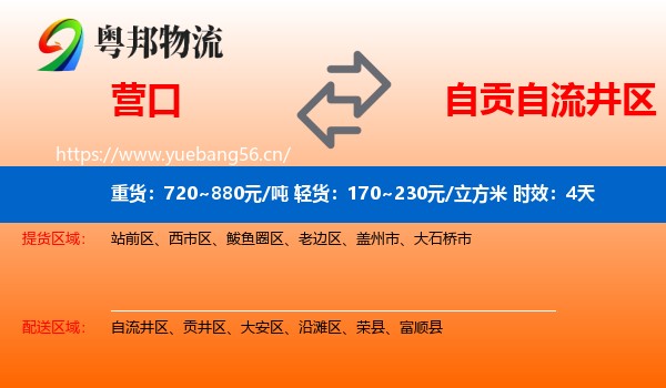 营口到自流井区物流专线名片