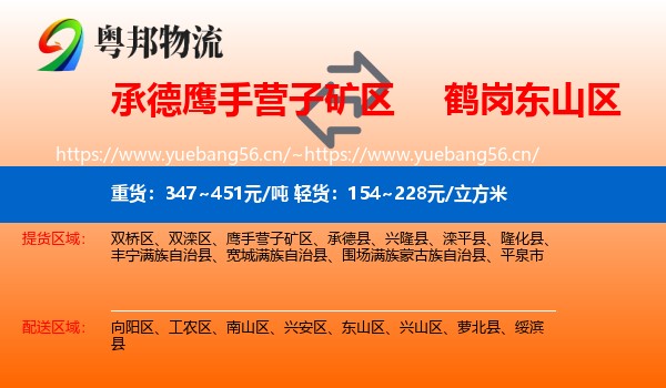 承德鹰手营子矿区到东山区物流