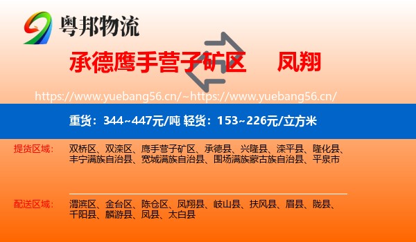 承德鹰手营子矿区到凤翔县物流